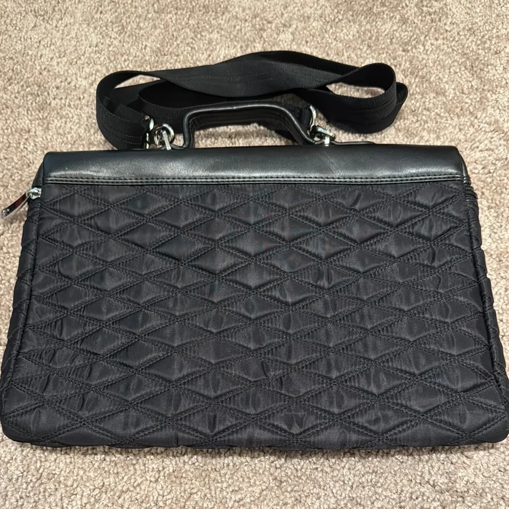 Black Quilted Knomo London Bag with Red Accents